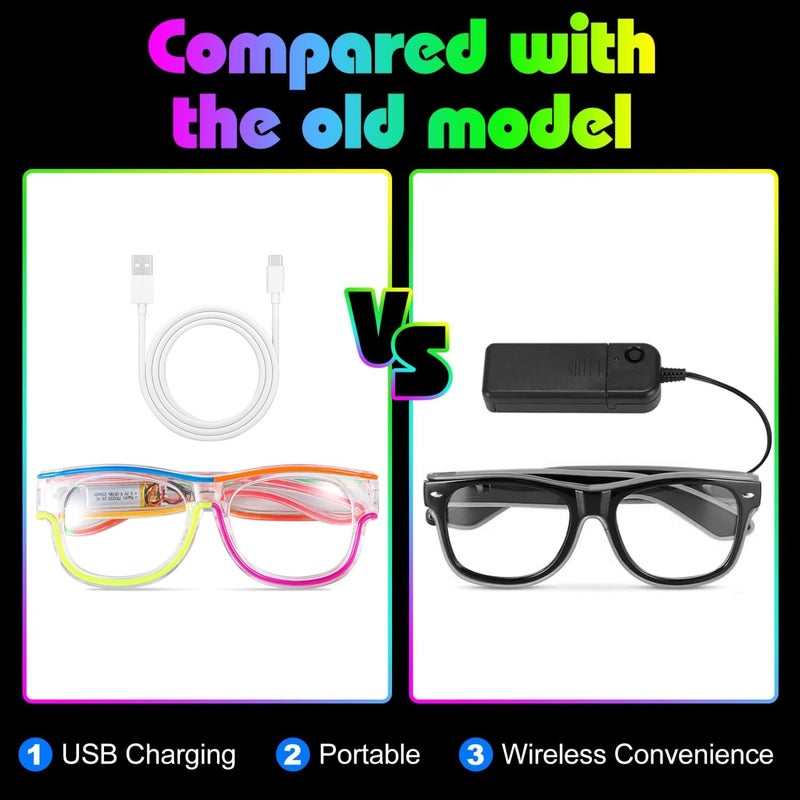 Xgood LED Glasses Multi-Color (8 Colors) Light Up Glasses w/o Wires Neon Glow Glasses for KTV, EDM, Rave Parties and Cosplay - Image 4